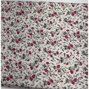 Floral Cotton Fabric 17" x 44" Red & Black Mini Print Quilting Sewing Craft